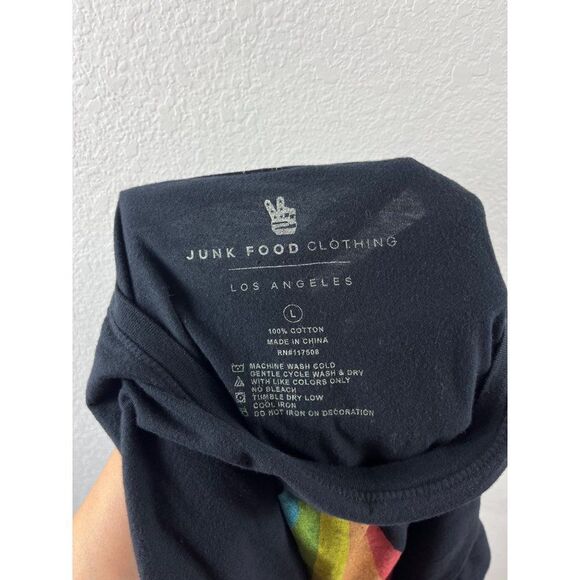 Junk Food Clothing Cropped Pink Floyd Dark Side of the Moon Tee Shirt Jrs Large - Picture 6 of 7